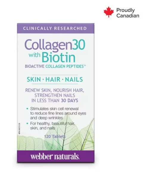 Webber Naturals, Collagen30 With Biotin Bioactive Collagen Peptides (120 Tablets)