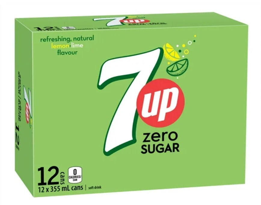 7UP Zero Lemon Lime Soft Drink 12 x 355 ml, Cans