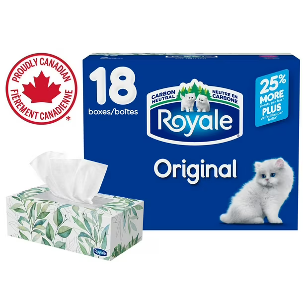 Royale, Original Facial Tissue (2Ply - 2268 Tissues - 18ct)