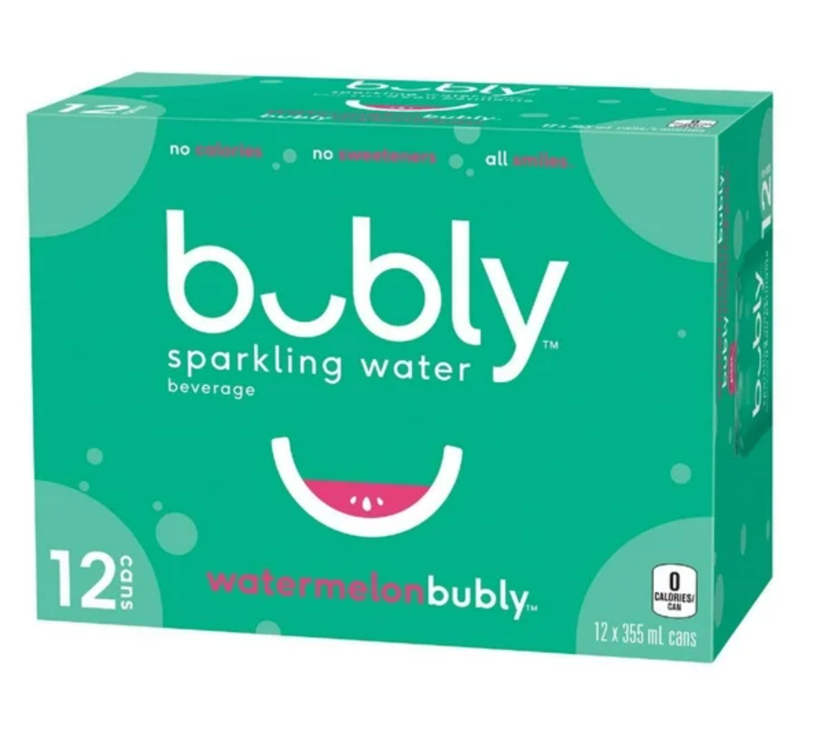 Bubly Watermelon Sparkling Water 12 x355 mL, cans