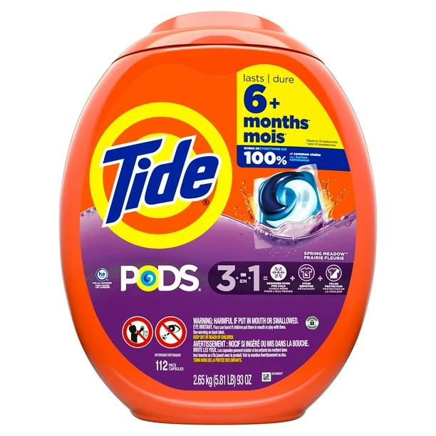 Tide Pods, 3-in-1 Stain Remover Spring Meadow Scent (112ct)