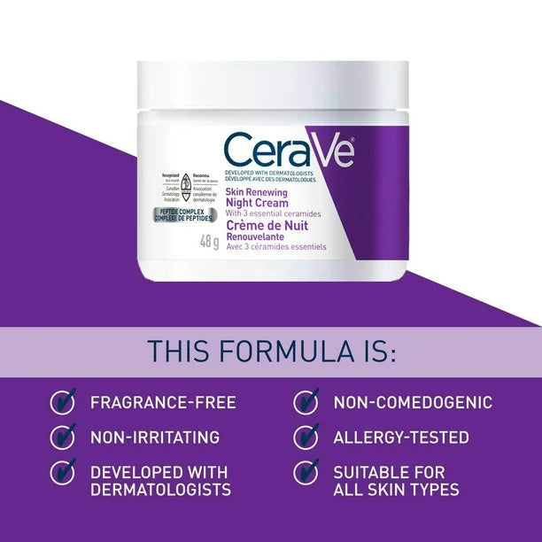 CeraVe, Skin Renewing Night Cream with 3 Essential Ceramides (48g)