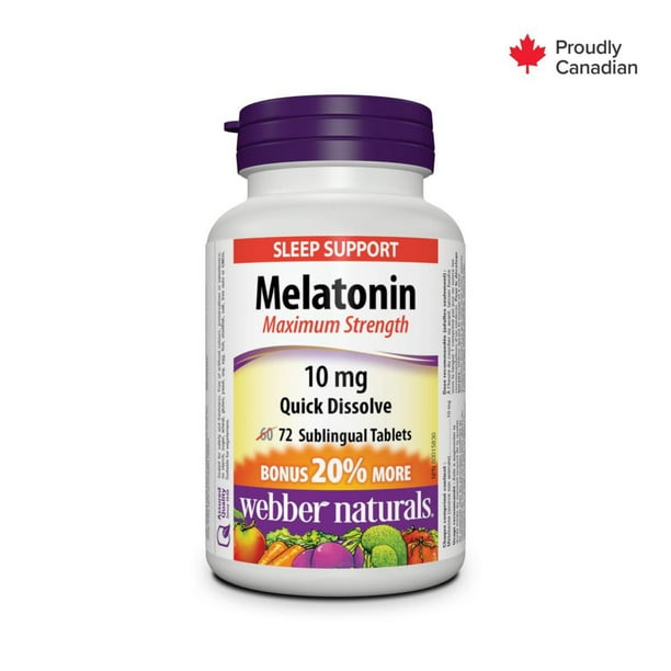 Webber Naturals® Melatonin Maximum Strength Quick Dissolve, 10 mg, 72 Tablet