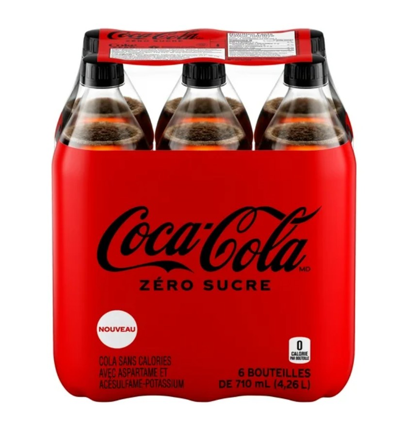 Coca-Cola Zero Sugar Bottles, 710 mL, 6 Pack