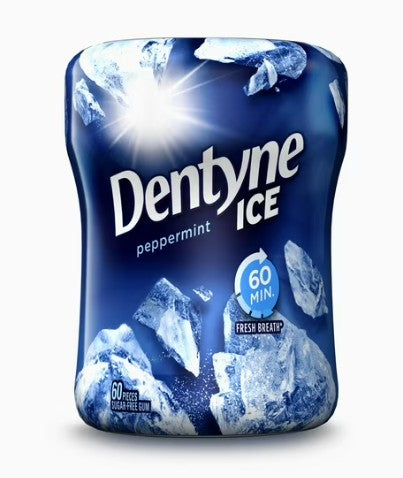 Dentyne Ice, Peppermint Sugarfree Gum Bottle, 60 Pieces