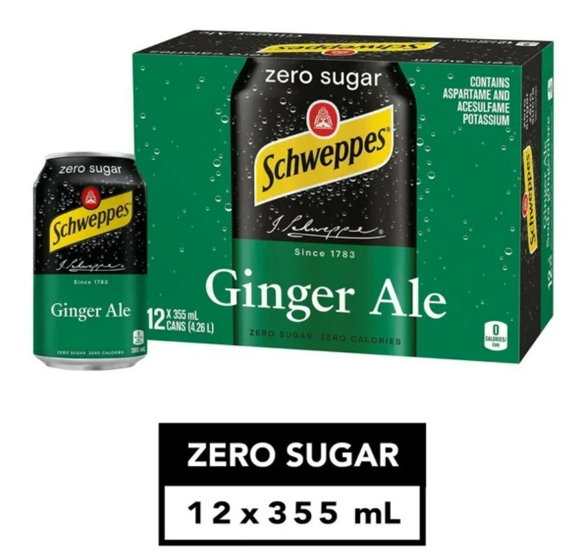 Schweppes Ginger Ale Zero Sugar 12 x 355 mL