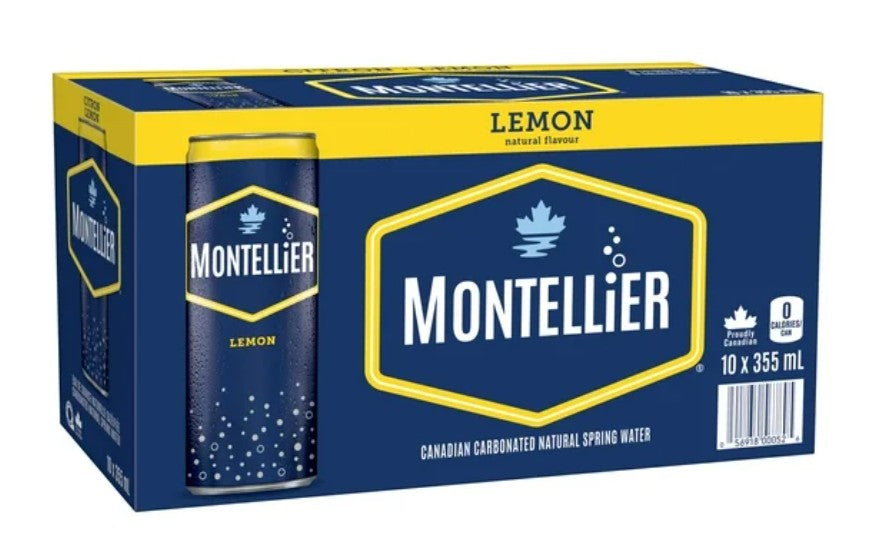 Montellier Lemon Natural Spring Water 10 x 355 mL, Cans