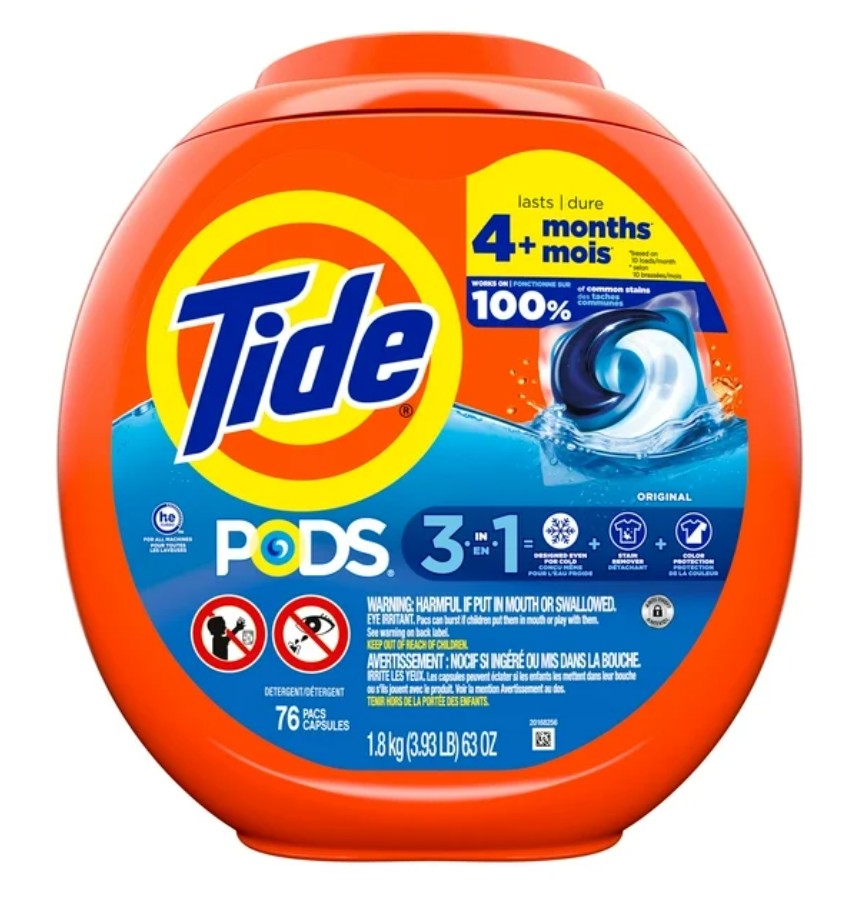 Tide PODS laundry detergent pacs, 3-in-1 Stain Remover, 76ct