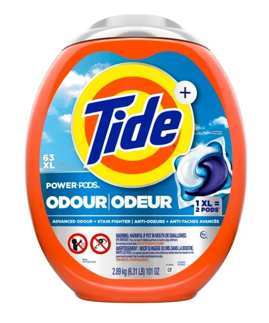 Tide Odour + Oxi Laundry Detergent Pacs (63ct)