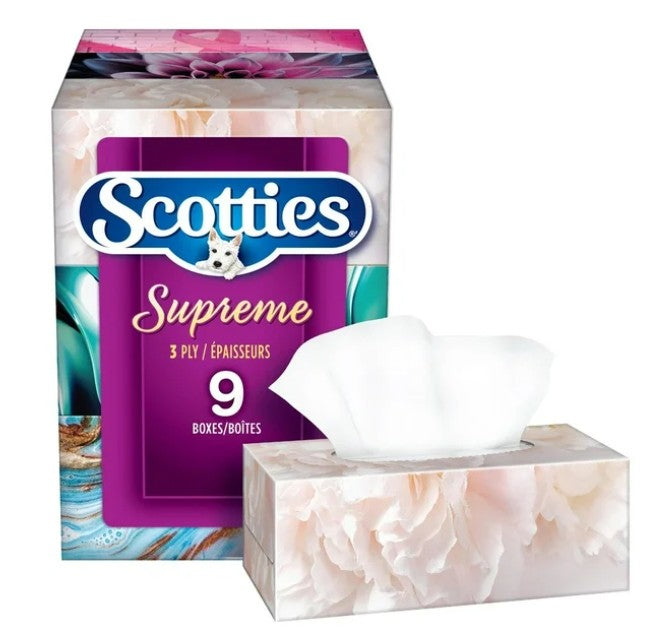 Scotties Supreme 3 Ply Soft & Strong Facial Tissue (9ct)