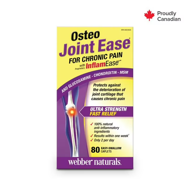 Webber Naturals, Osteo Joint Ease with InflamEase & Glucosamine Chondroitin MSM (80 Easy Swallow Caplets)