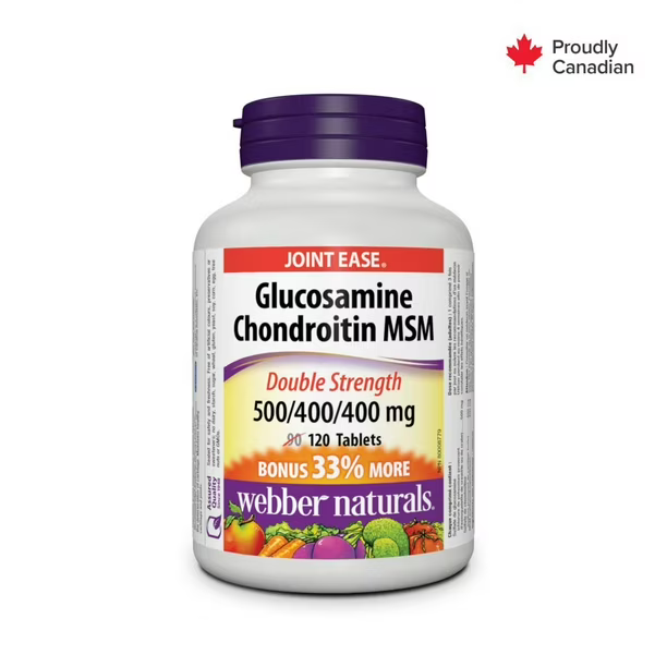 Webber Naturals, Double Strength Glucosamine Chondroitin MSM (500/400/400mg - 7200mg - 120 Capsules)