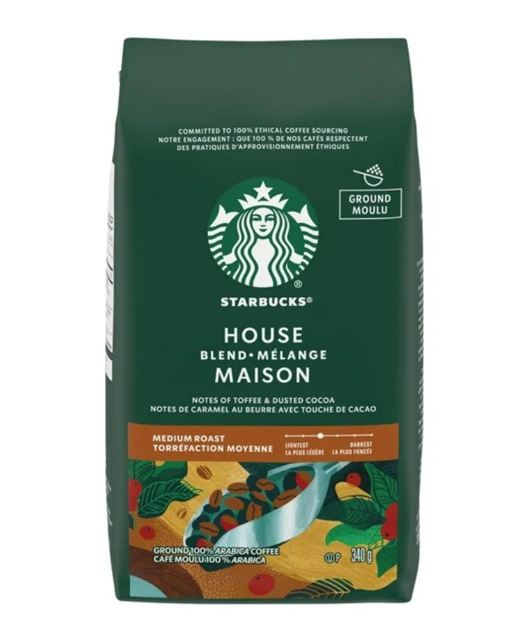 Starbucks House Blend Medium Roast Ground Coffee, 340g