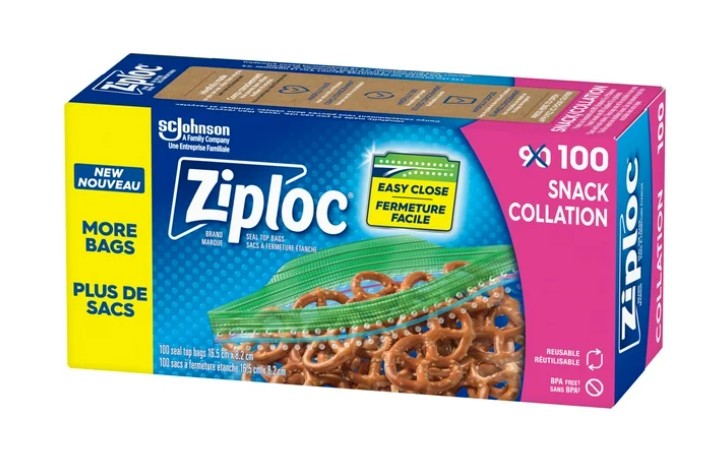 Ziploc Snack Bags with Grip 'n Seal Technology, 100 Bags