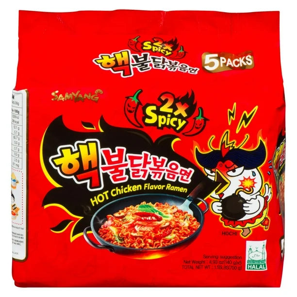 Samyang Spicy Chicken Buldak Noodle, Extra Spicy (5 x 140g)