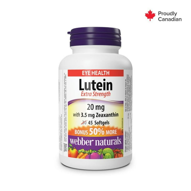 Webber Naturals® Lutein Extra Strength with 3.5 mg Zeaxanthin, 20 mg, 45 softgels