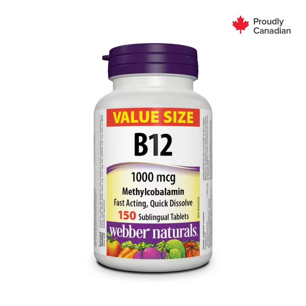 Webber Naturals, Vitamin B12 Methylcobalamin (1000mcg - 150 Sublingual Tablets)