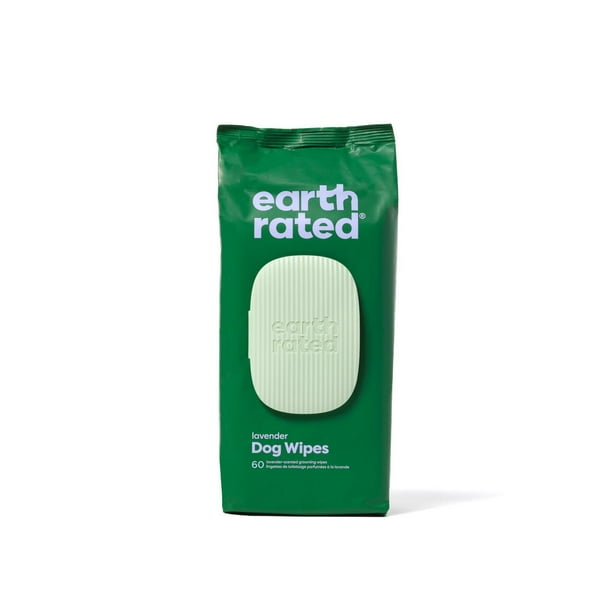 Earth Rated, Hypoallergenic Dog Wipes Lavender Scent (60ct)