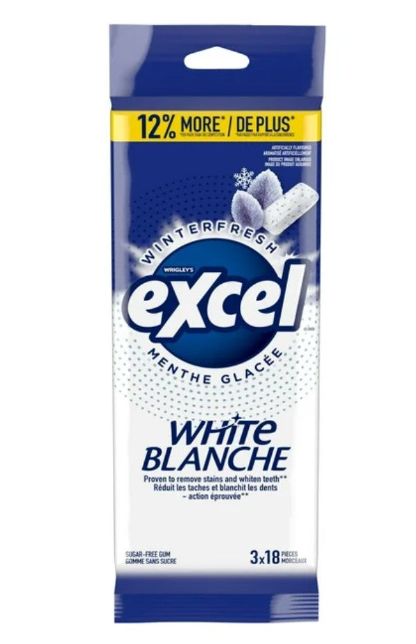 Excel White Winterfresh, Sugar Free Chewing Gum, 18 Pieces, 3Packs