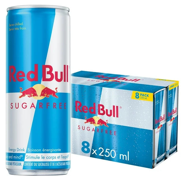 Red Bull Energy Drink, Sugar Free, 250 ml (8 pack)