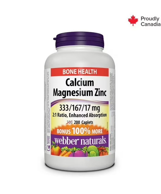 Webber Naturals, Calcium Magnesium Zinc (333/167/17 mg - 200 Caplets)