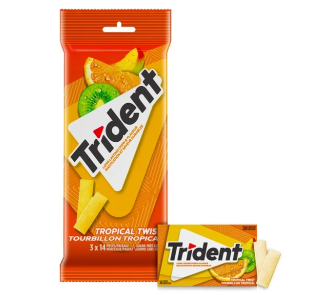 Trident, Tropical Twist Gum, 3 Packs (42 Pieces)