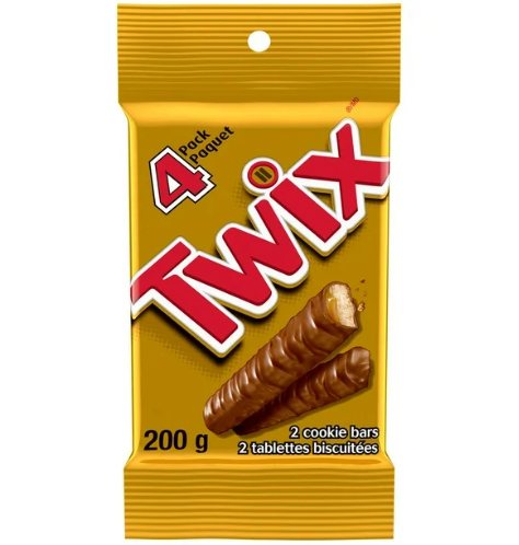 Twix Caramel Cookie Chocolate Candy Bar 4 Full Size Bars 50 g