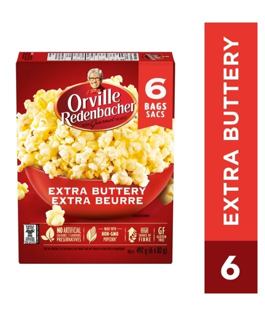 Orville Redenbacher, Extra Buttery Microwave Popcorn (6 x 82 g)