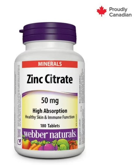 Webber Naturals® Zinc Citrate 50mg, 180 Tablets