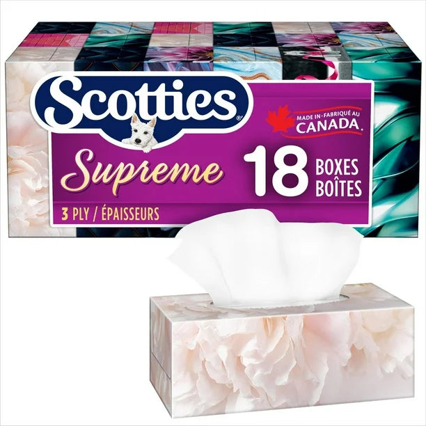 Scotties, Supreme Soft & Strong Facial Tissue (3 Ply - 1458 Tissues - 18ct)