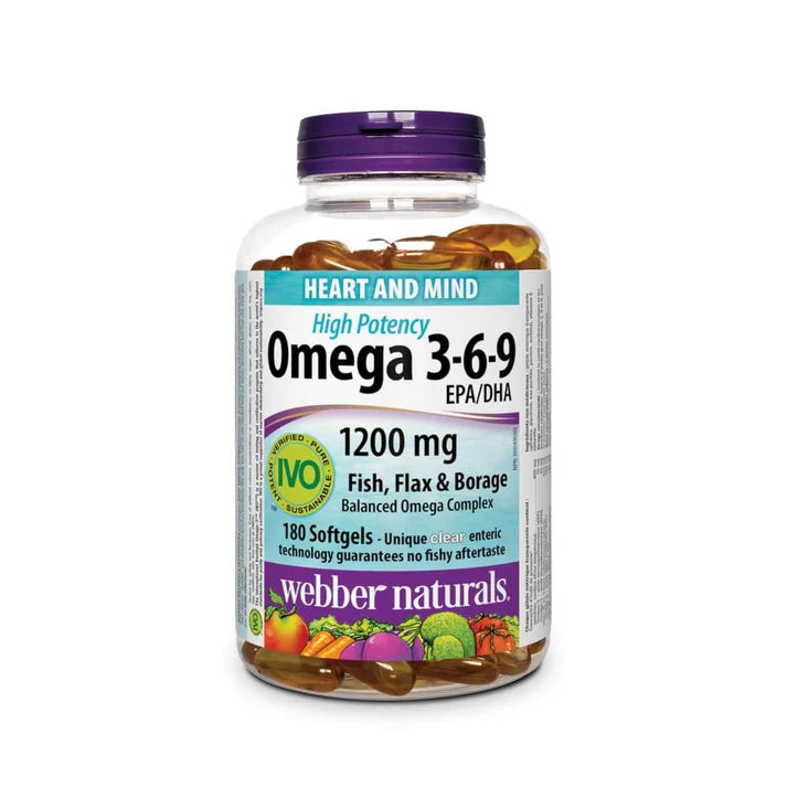 Webber Naturals, High Potency Omega 3-6-9 (1200 mg - 180 Softgels)